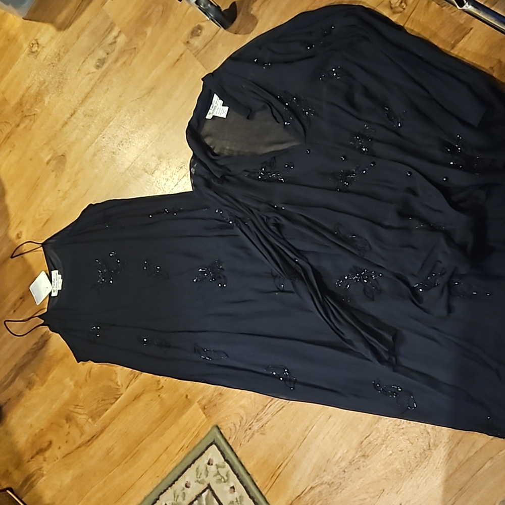 NWT Papillion beaded dress and jacket  black Size XL vintage